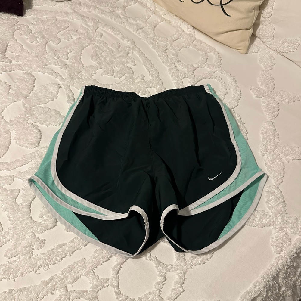 Nike Black and Green Athletic Shorts Lightweight Design